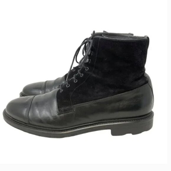 To Boot New York Burkett Black Suede & Leather Lace Up Cap Toe Boots - Size 11 - Picture 2 of 9